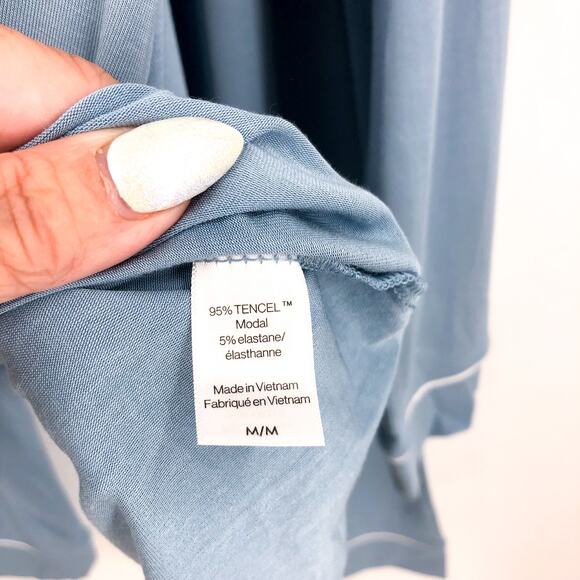 EBERJEY Gisele Long PJ Set Medium Blue White TENCEL Modal Stretch NWT - Picture 12 of 12